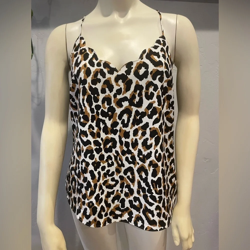 New J.Crew Leopard print scalloped hem Cami Top size 4